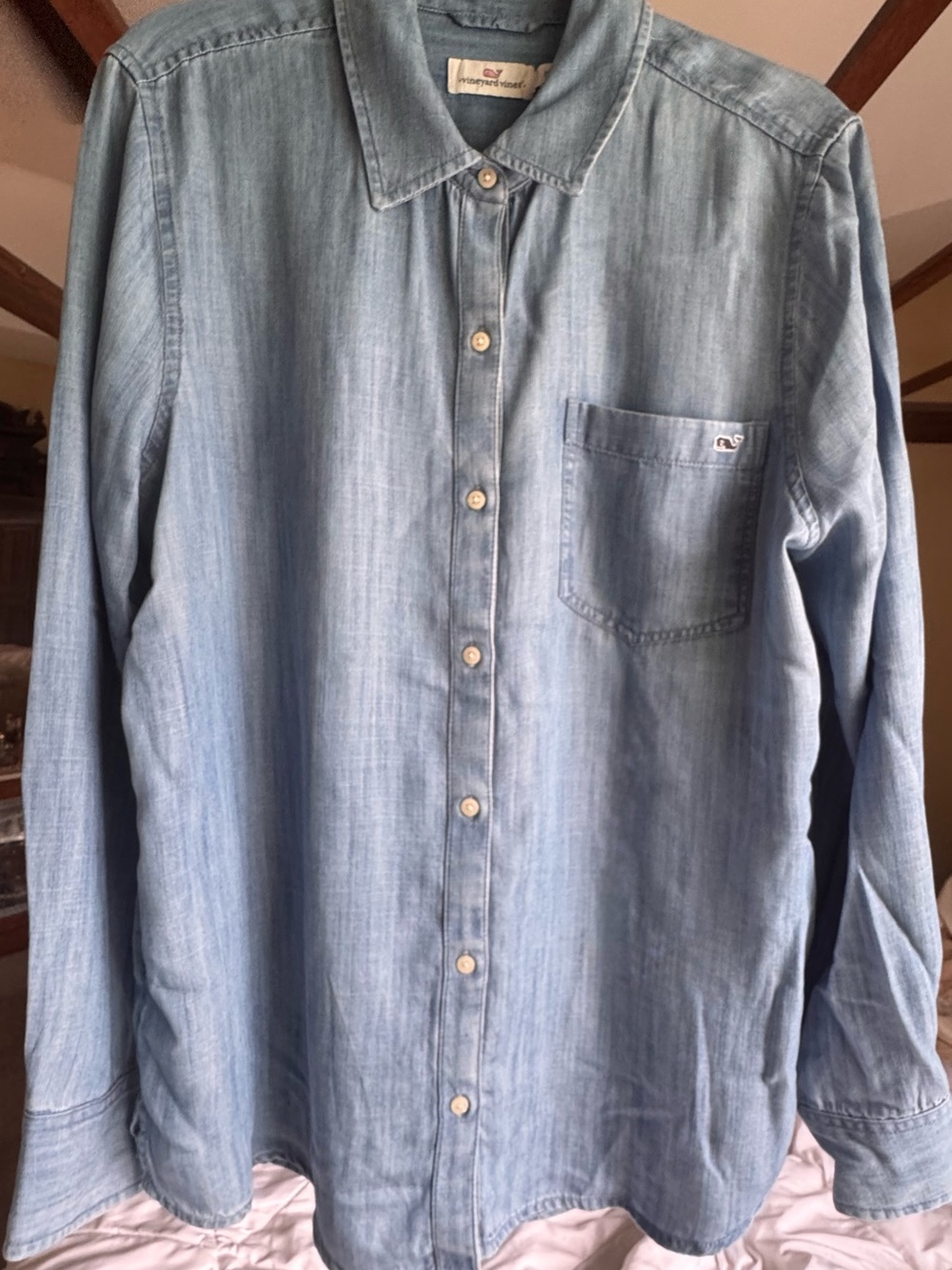 Vineyard Vines Women’s Size 12 Blue Chambray Cotton Button Down Shirt